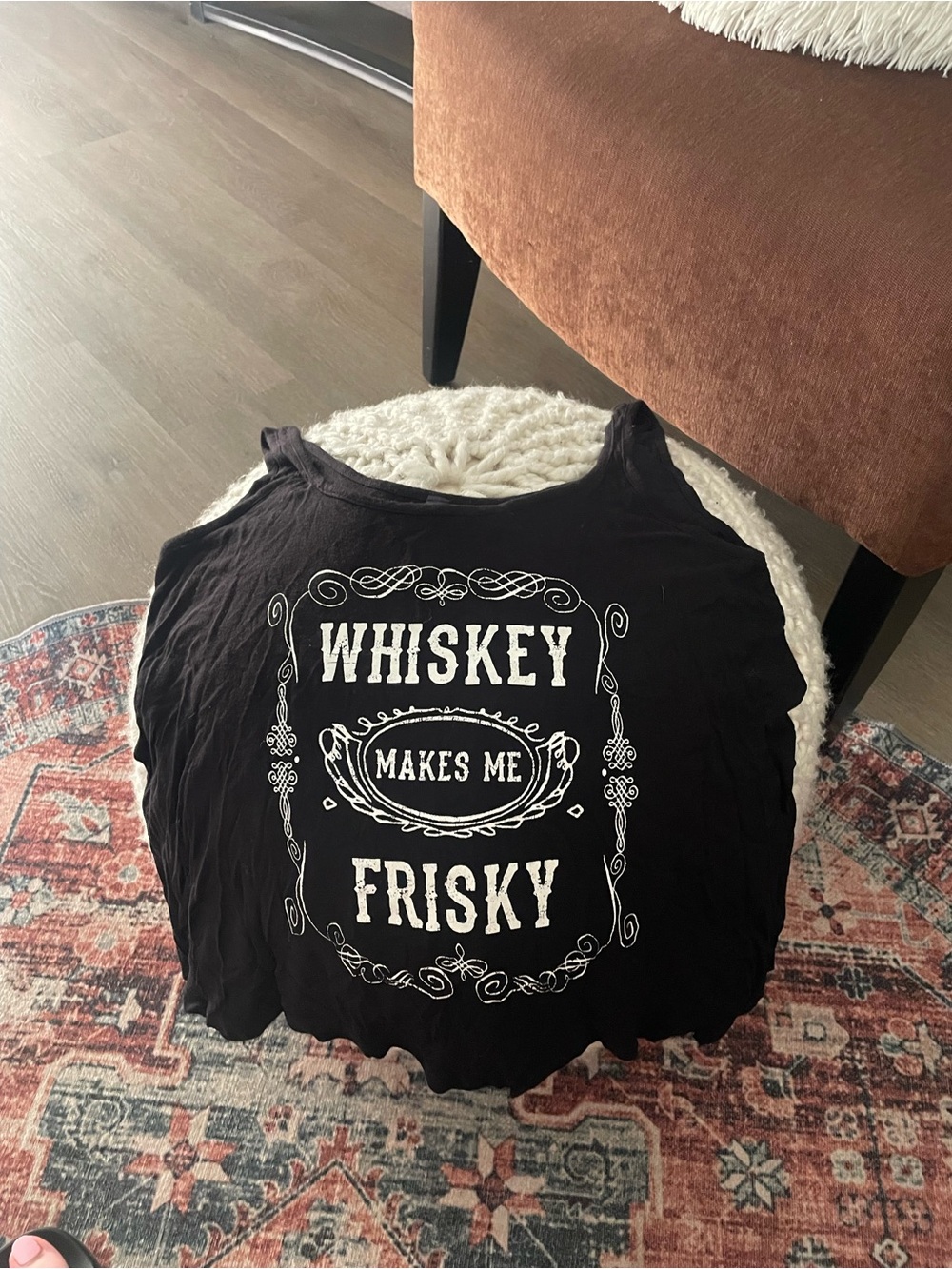 Full Tilt Black Tank Top with White Whiskey Graphic
